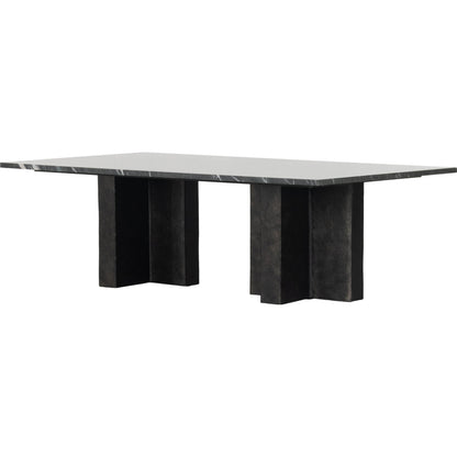 Terrell Coffee Table by Four Hands in raw black, white marble. Made from solid marble, aluminum in a modern style.