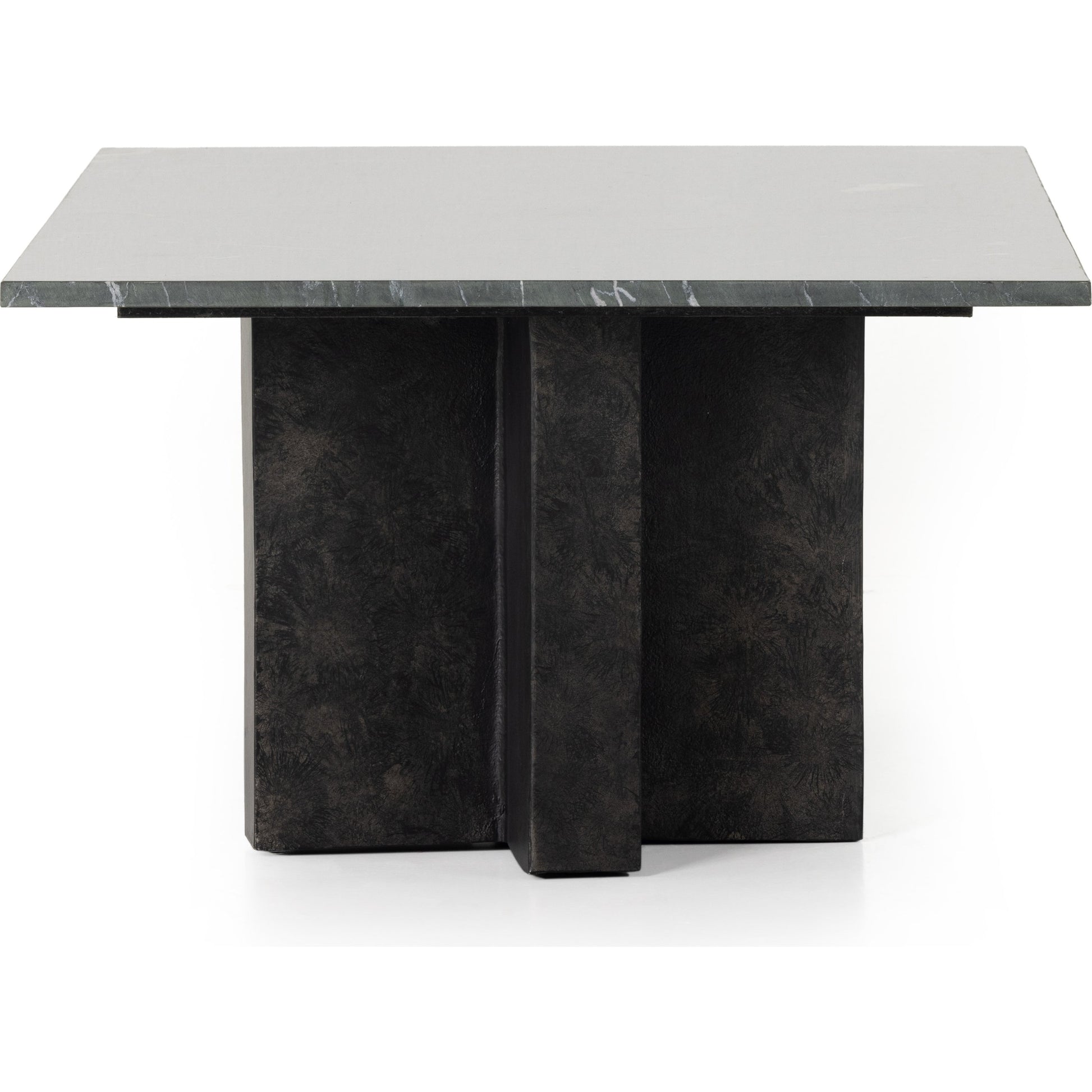 Terrell Coffee Table by Four Hands in raw black, white marble. Made from solid marble, aluminum in a modern style.