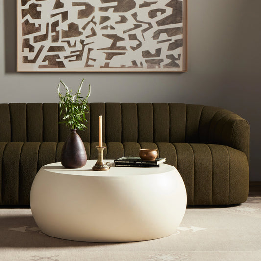 West Coffee Table by Four Hands in ivory clay. Made from concrete in a modern style.