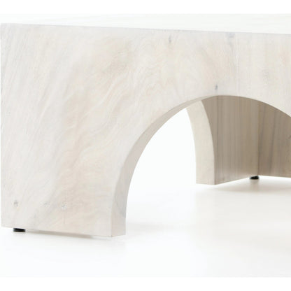 Fausto Coffee Table by Four Hands in bleached guanacaste. Made from thick guanacaste veneer in a modern style.