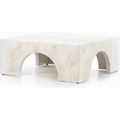 Fausto Coffee Table by Four Hands in bleached guanacaste. Made from thick guanacaste veneer in a modern style.