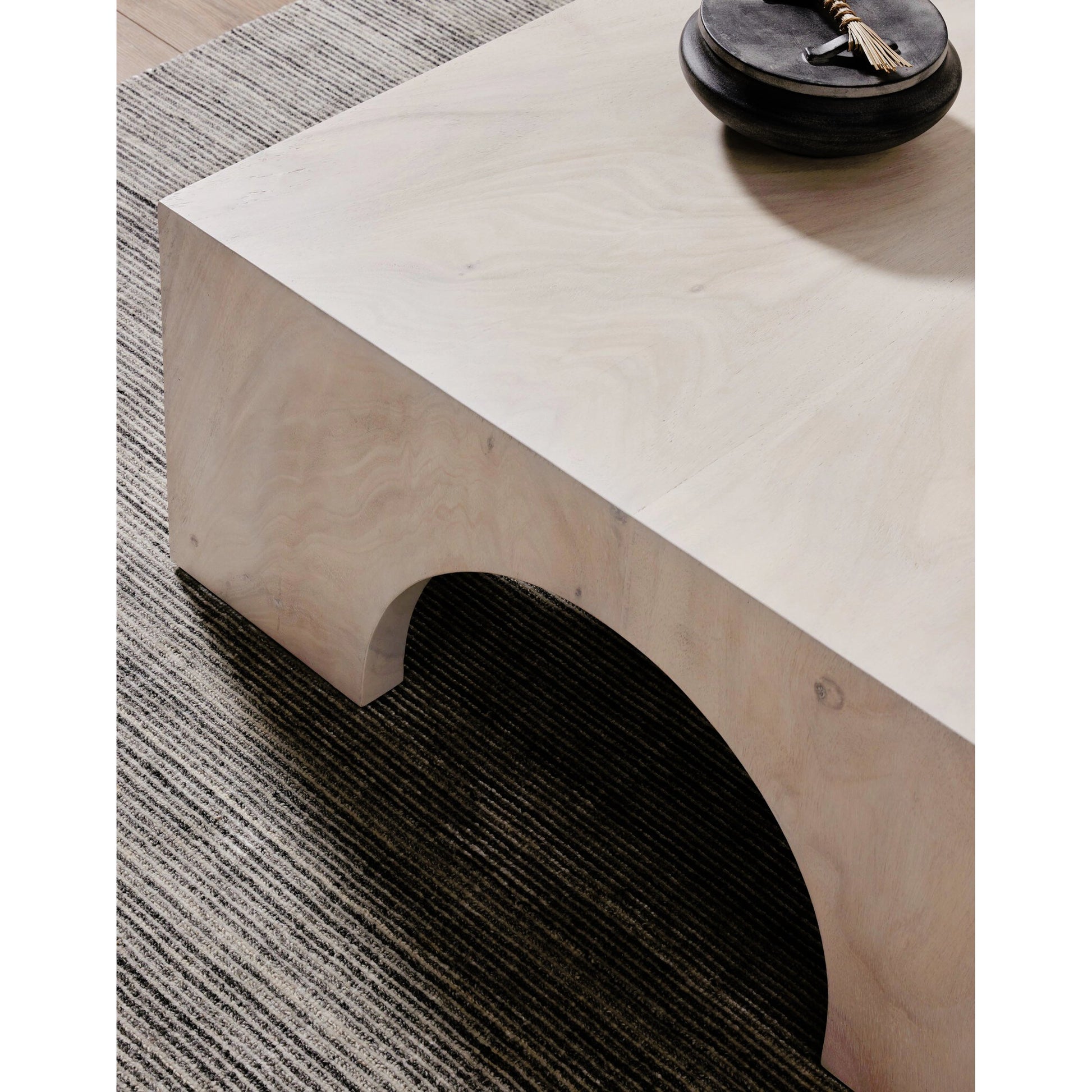 Fausto Coffee Table by Four Hands in bleached guanacaste. Made from thick guanacaste veneer in a modern style.