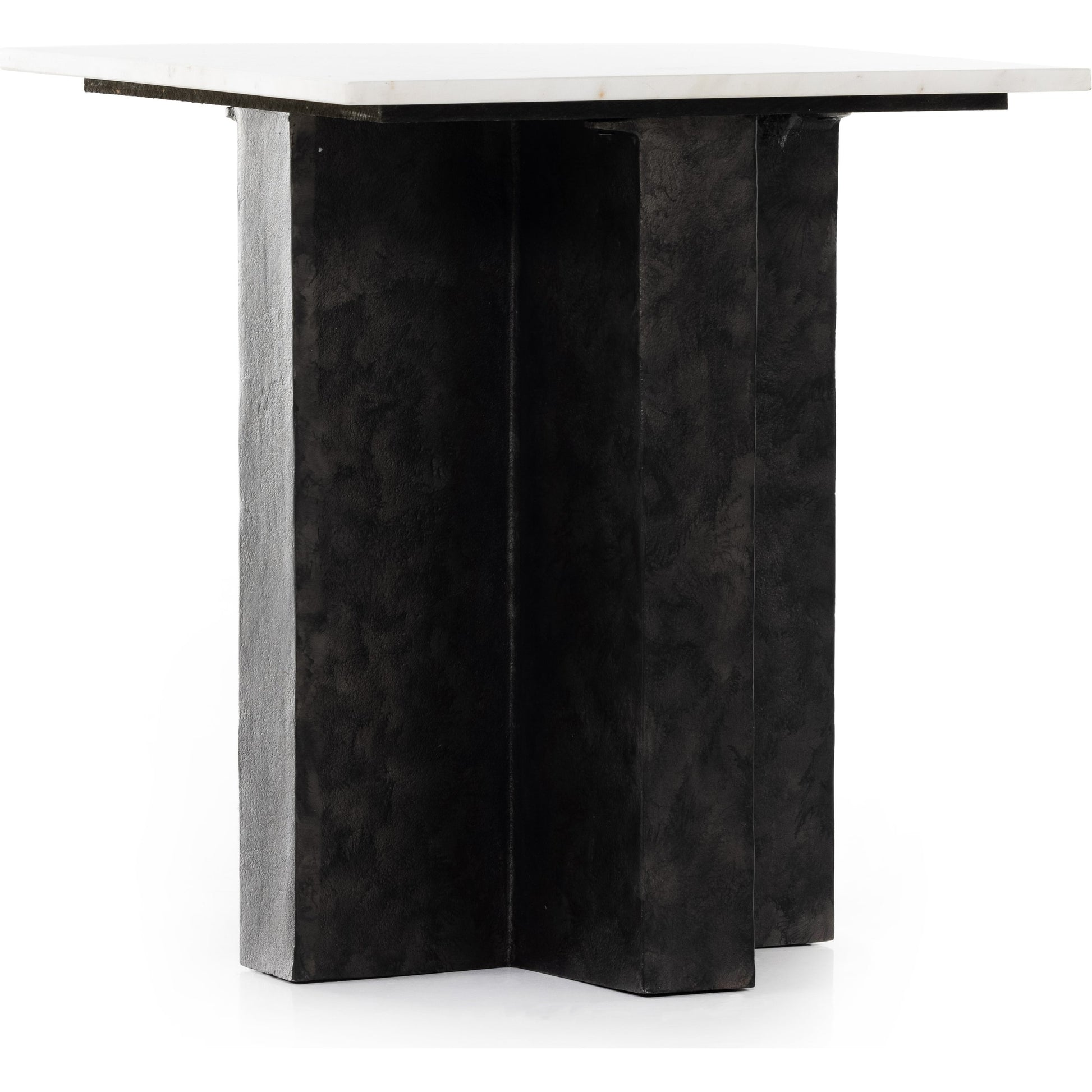Terrell End Table by Four Hands in raw black, black marble. Made from solid marble, aluminum in a modern style.