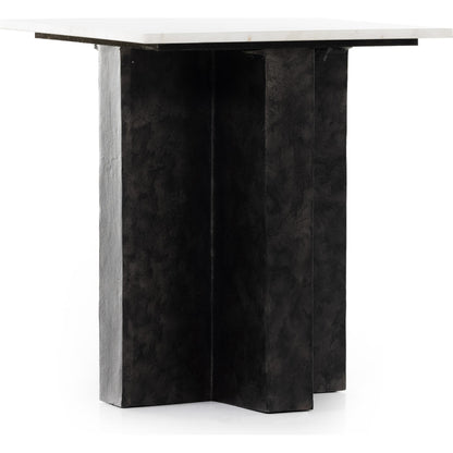 Terrell End Table by Four Hands in raw black, black marble. Made from solid marble, aluminum in a modern style.