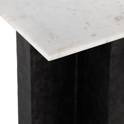Terrell End Table by Four Hands in raw black, black marble. Made from solid marble, aluminum in a modern style.