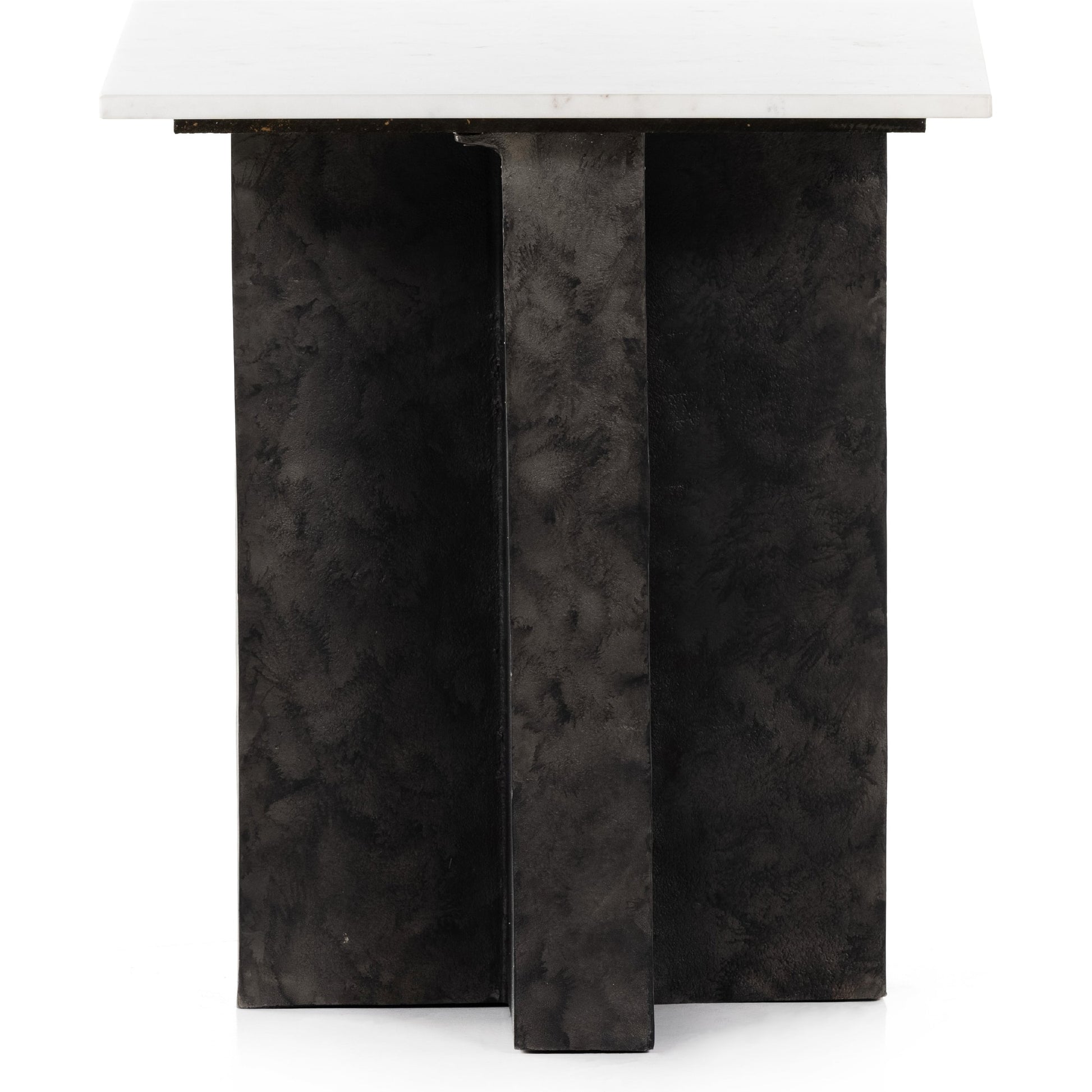 Terrell End Table by Four Hands in raw black, black marble. Made from solid marble, aluminum in a modern style.