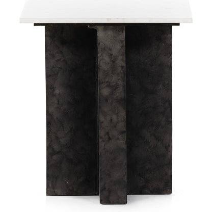 Terrell End Table by Four Hands in raw black, black marble. Made from solid marble, aluminum in a modern style.