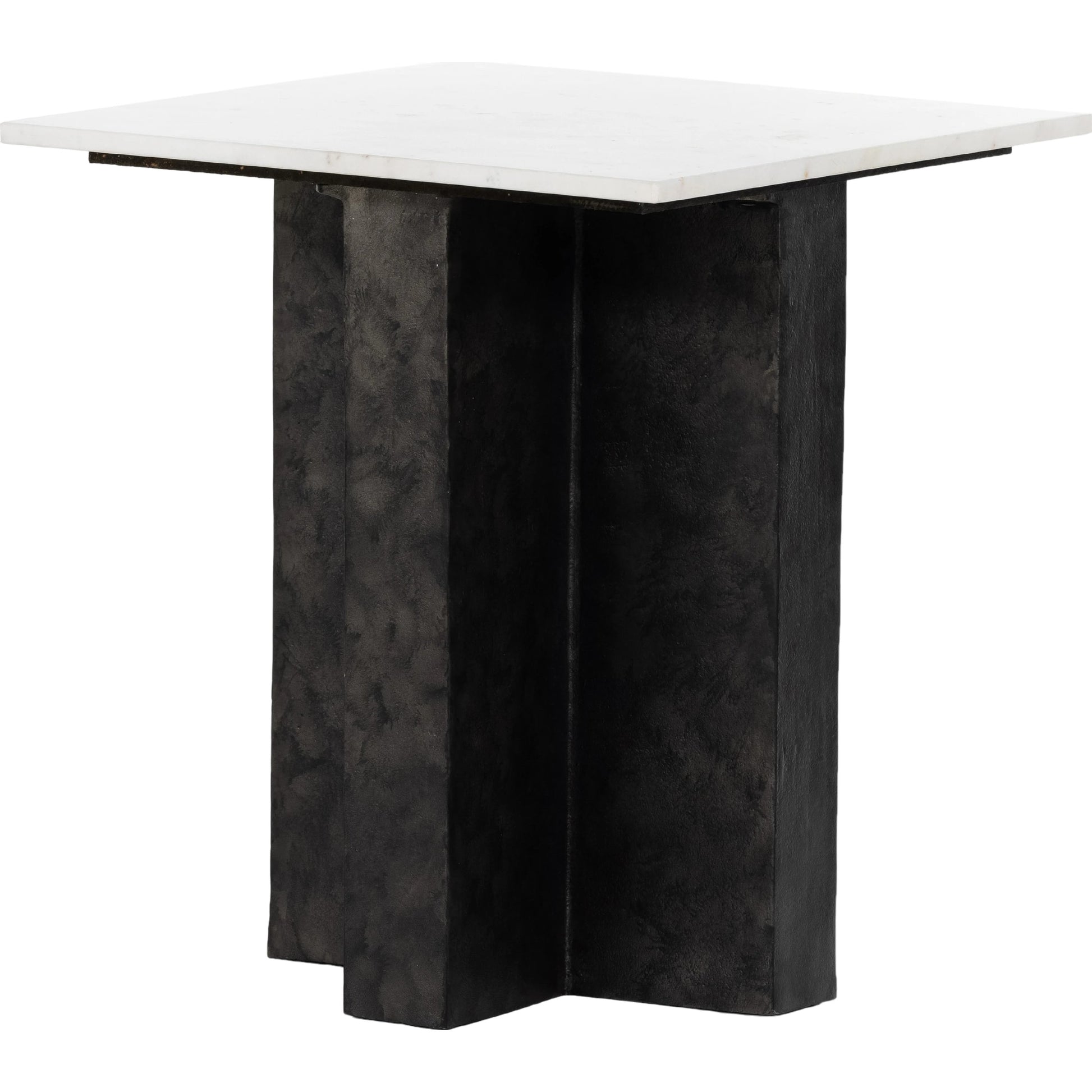Terrell End Table by Four Hands in raw black, black marble. Made from solid marble, aluminum in a modern style.