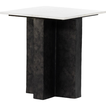 Terrell End Table by Four Hands in raw black, black marble. Made from solid marble, aluminum in a modern style.