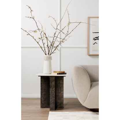 Terrell End Table by Four Hands in raw black, black marble. Made from solid marble, aluminum in a modern style.