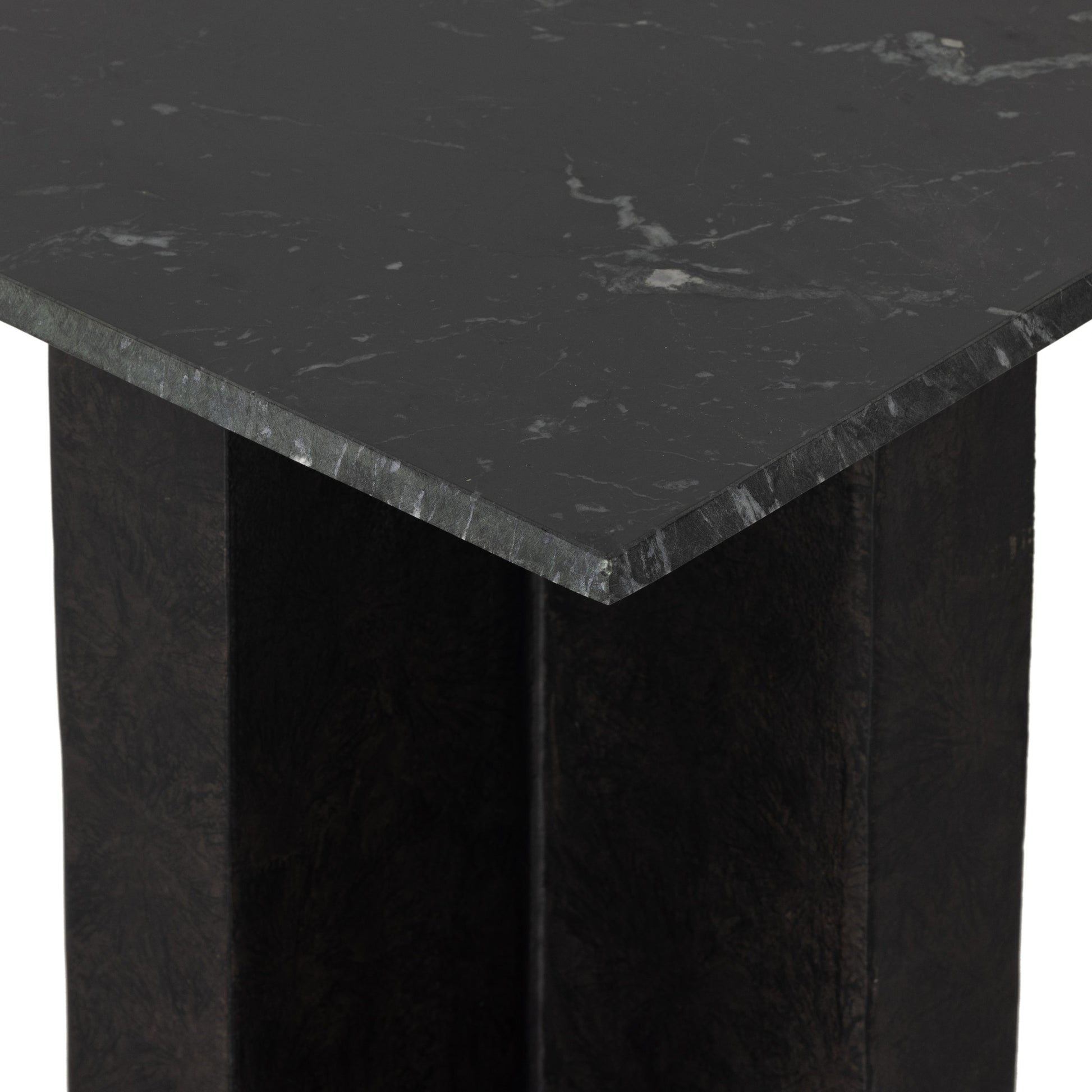 Terrell End Table by Four Hands in raw black, black marble. Made from solid marble, aluminum in a modern style.