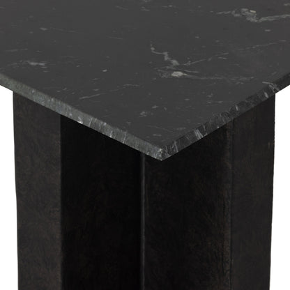 Terrell End Table by Four Hands in raw black, black marble. Made from solid marble, aluminum in a modern style.