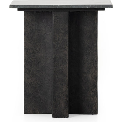 Terrell End Table by Four Hands in raw black, black marble. Made from solid marble, aluminum in a modern style.