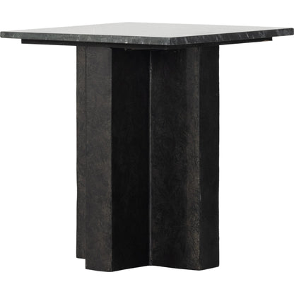 Terrell End Table by Four Hands in raw black, black marble. Made from solid marble, aluminum in a modern style.