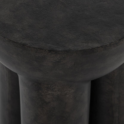 Sante End Table by Four Hands in raw black. Made from aluminum, engineered hardwood in a modern style.