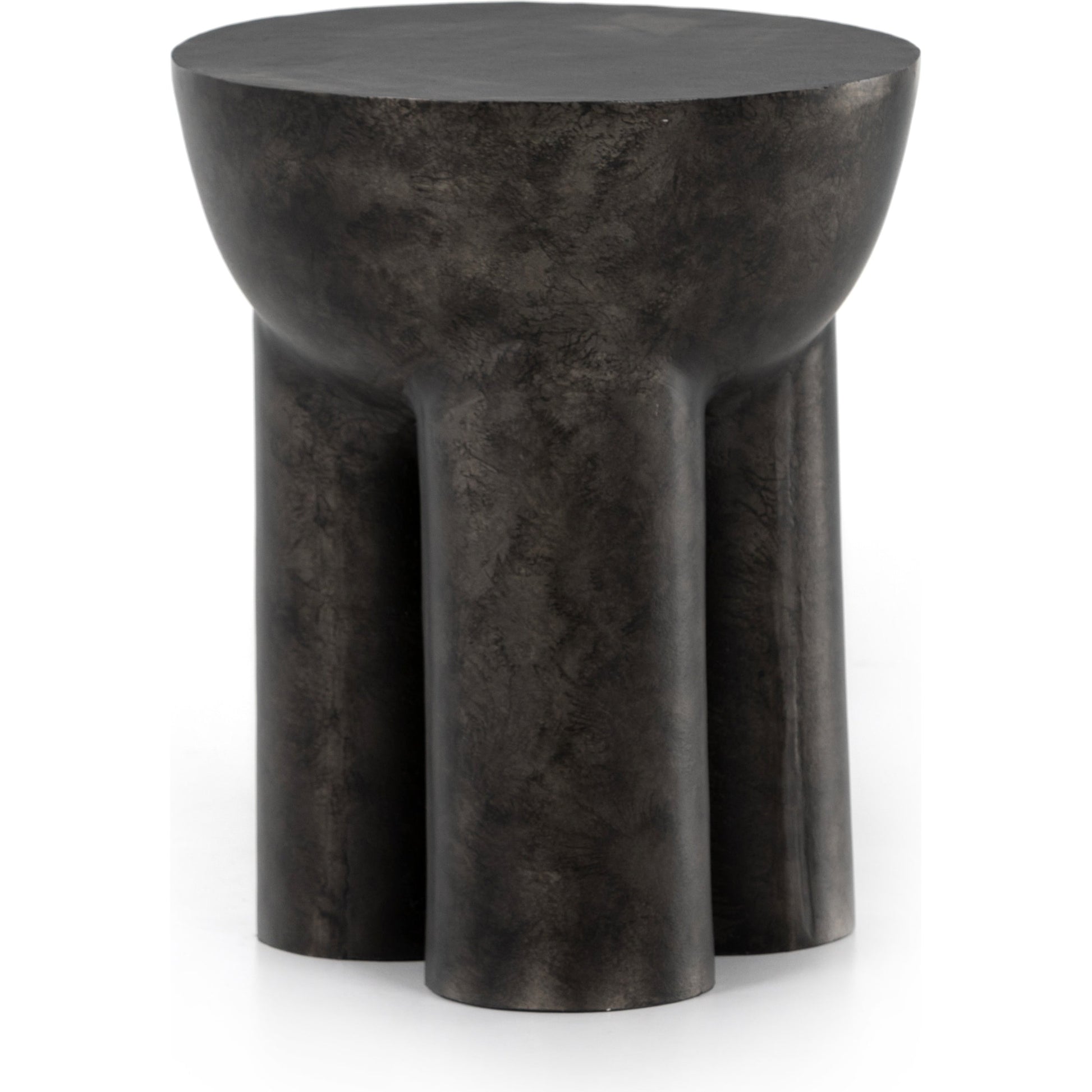 Sante End Table by Four Hands in raw black. Made from aluminum, engineered hardwood in a modern style.