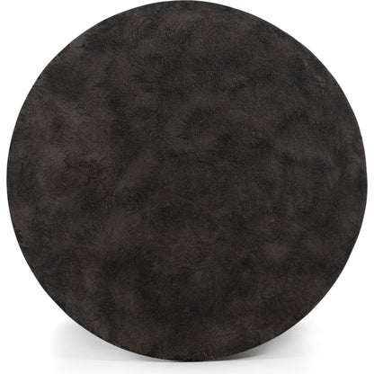 Sante End Table by Four Hands in raw black. Made from aluminum, engineered hardwood in a modern style.