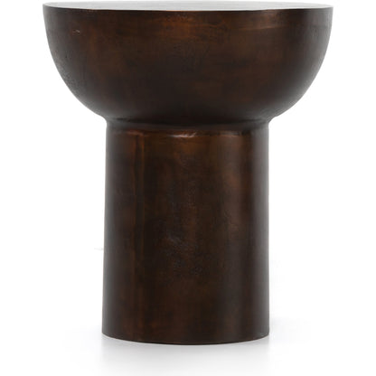 Searcy End Table by Four Hands in matte white. Made from aluminum, engineered hardwood in a modern style.