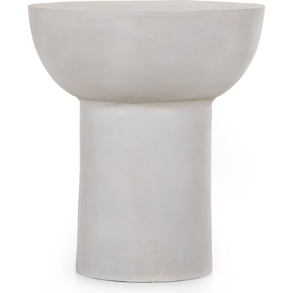 Searcy End Table by Four Hands in matte white. Made from aluminum, engineered hardwood in a modern style.