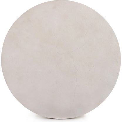 Searcy End Table by Four Hands in matte white. Made from aluminum, engineered hardwood in a modern style.