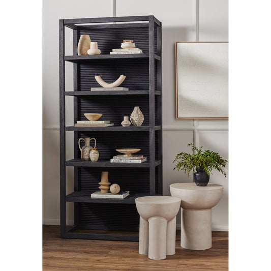 Searcy End Table by Four Hands in matte white. Made from aluminum, engineered hardwood in a modern style.