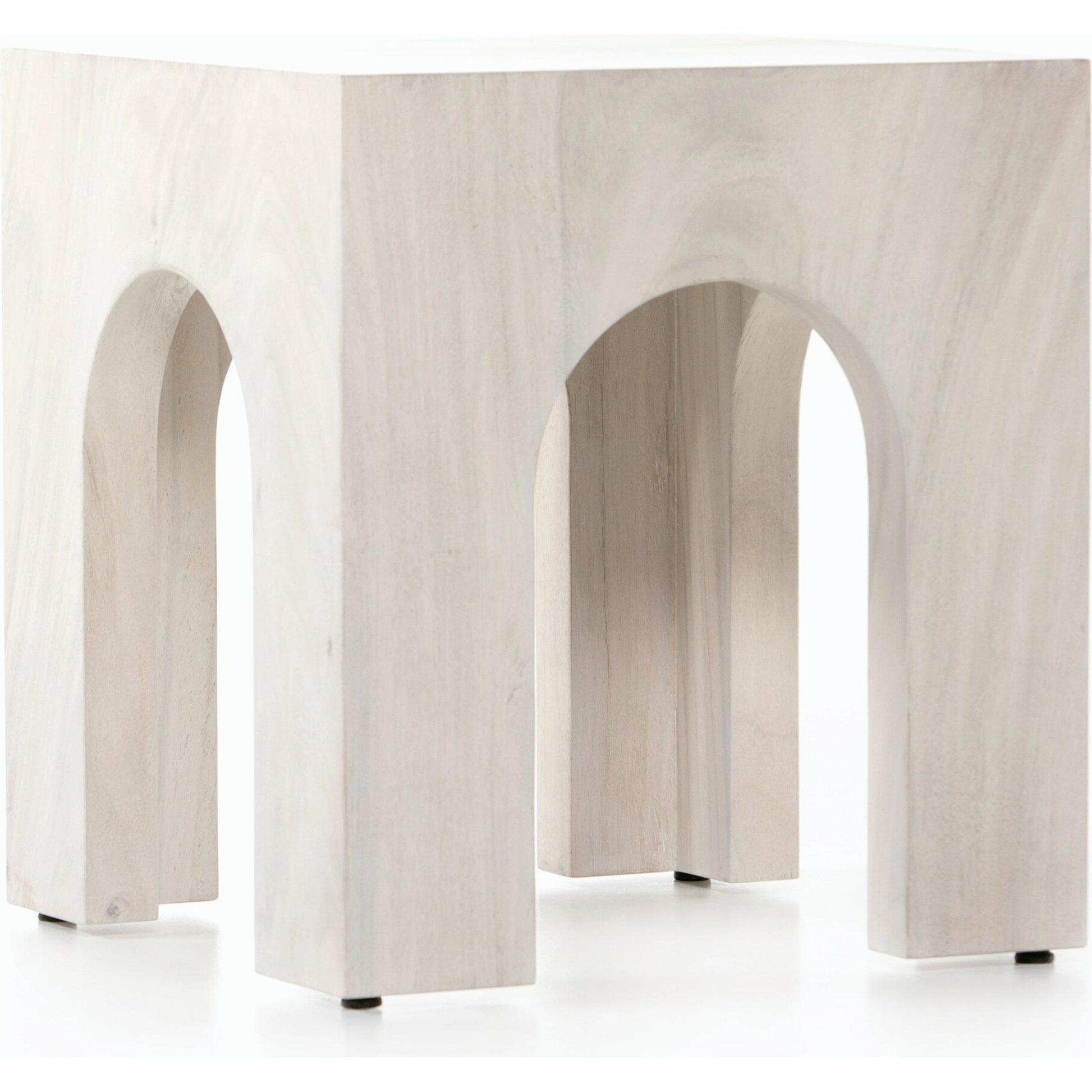 Fausto End Table by Four Hands in bleached guanacaste. Made from thick guanacaste veneer in a modern style.