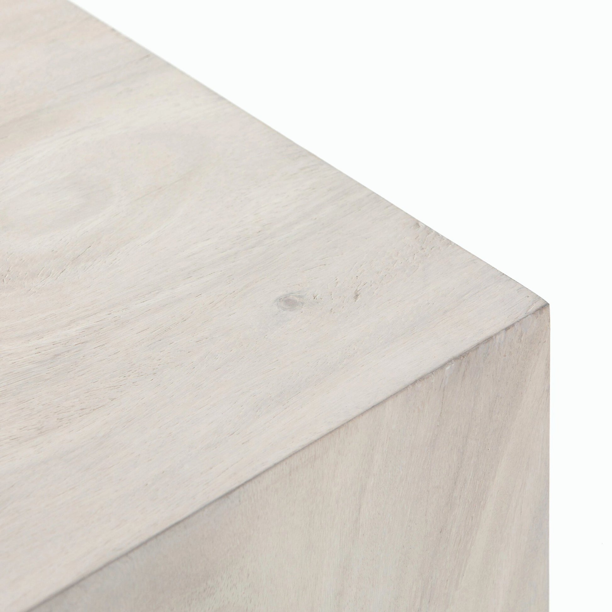 Fausto End Table by Four Hands in bleached guanacaste. Made from thick guanacaste veneer in a modern style.