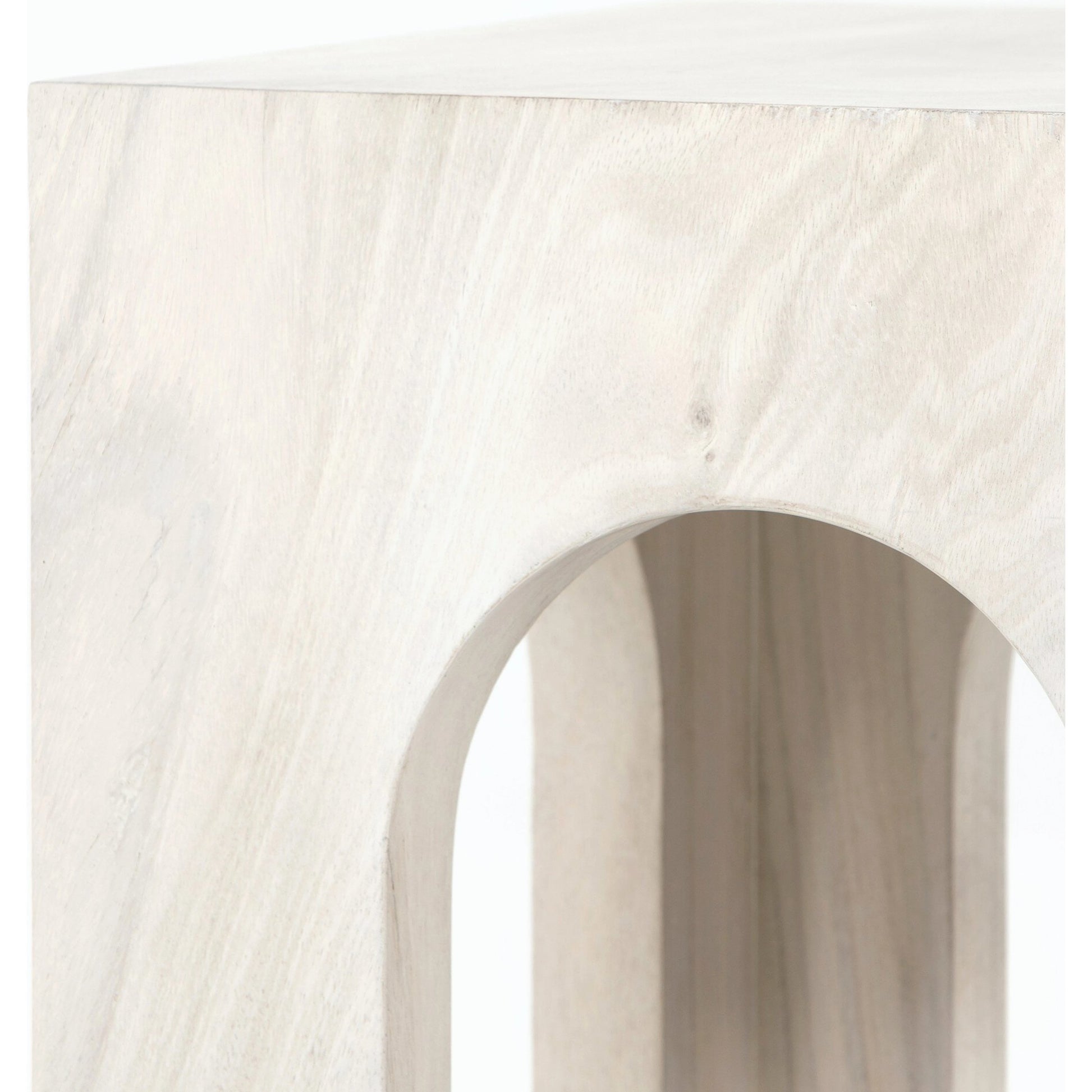 Fausto End Table by Four Hands in bleached guanacaste. Made from thick guanacaste veneer in a modern style.