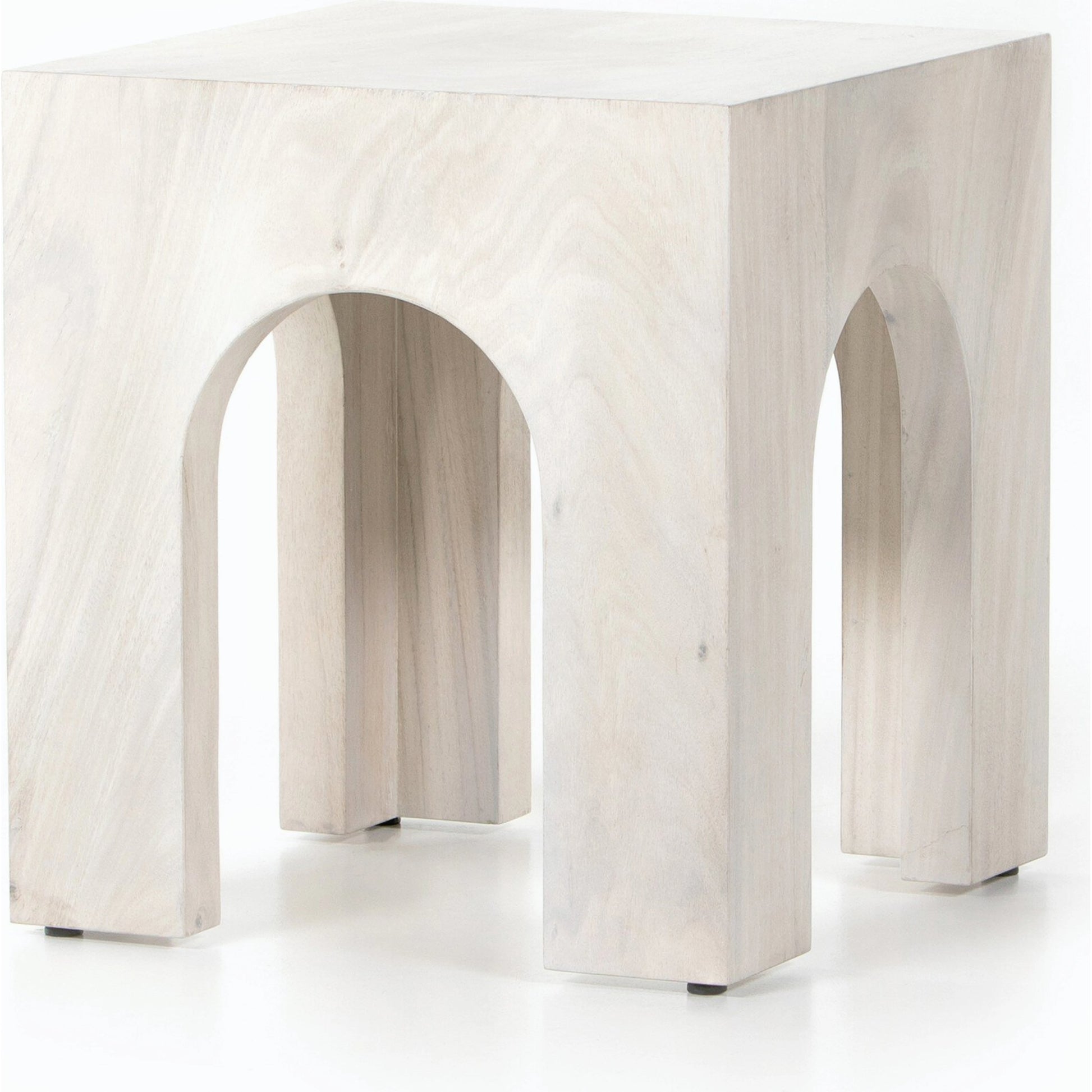 Fausto End Table by Four Hands in bleached guanacaste. Made from thick guanacaste veneer in a modern style.