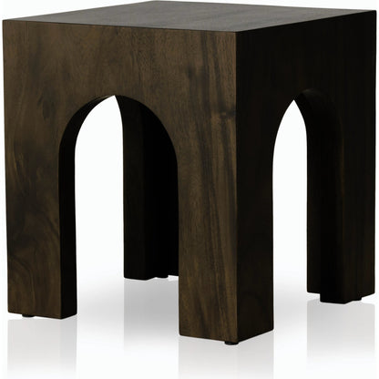 Fausto End Table by Four Hands in bleached guanacaste. Made from thick guanacaste veneer in a modern style.