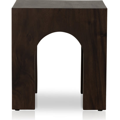 Fausto End Table by Four Hands in bleached guanacaste. Made from thick guanacaste veneer in a modern style.
