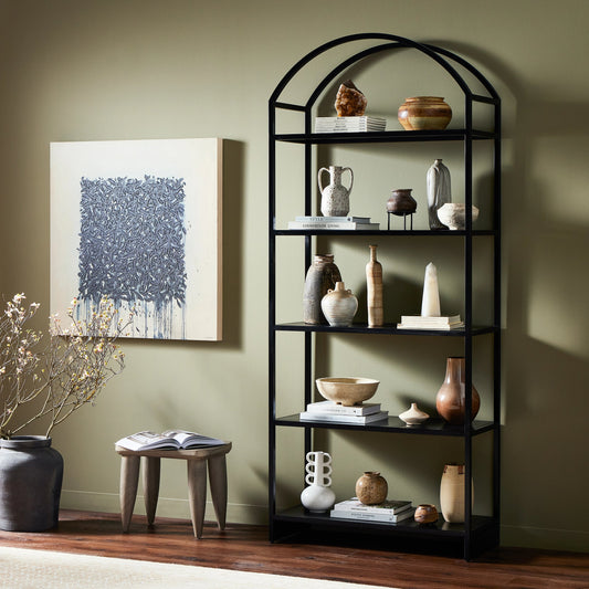 Loomis Bookcase by Four Hands in black. Made from iron in a modern style.