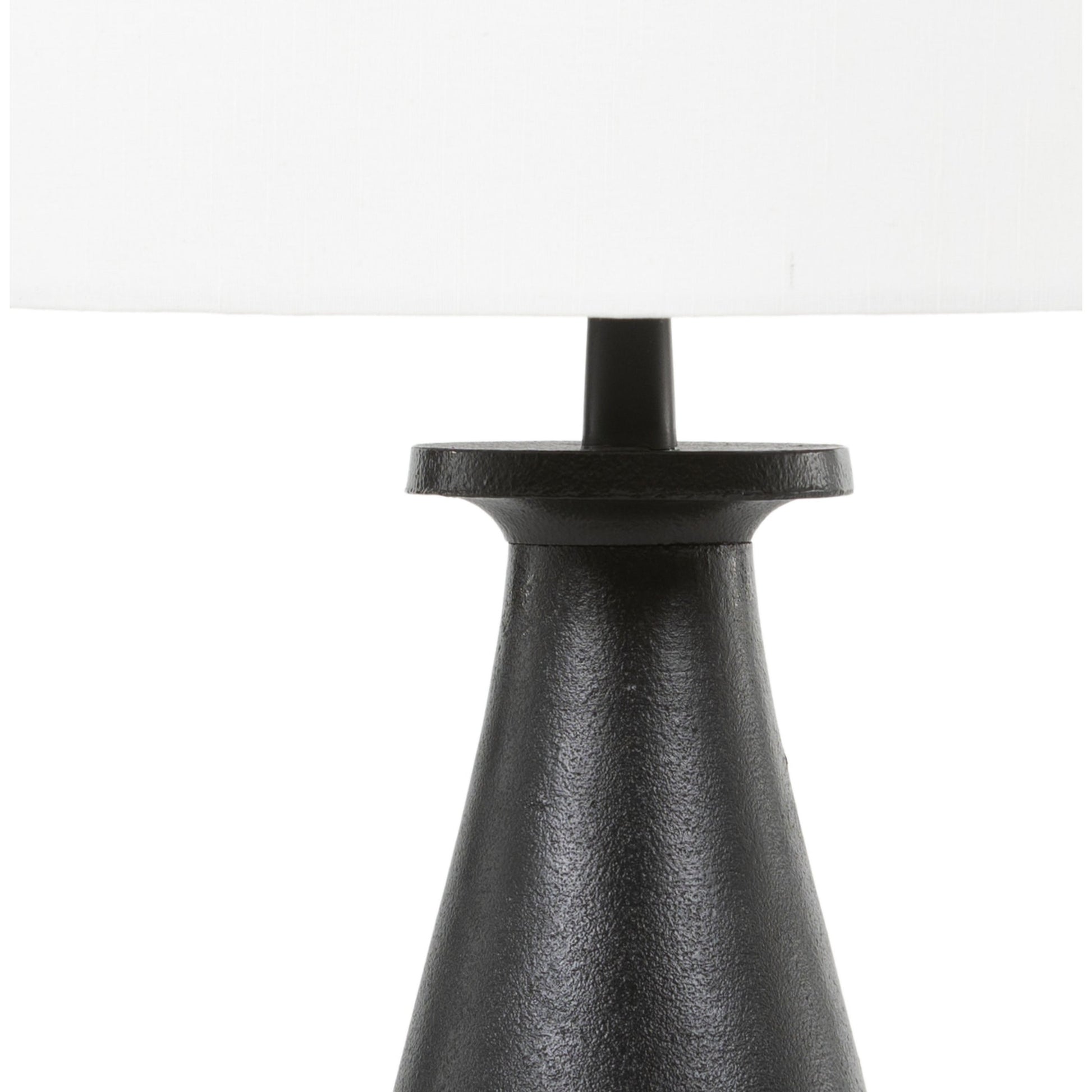 Innes Table Lamp by Four Hands in matte black. Made from aluminum, 60% polyester, 40% viscose (rayon) in a modern style.