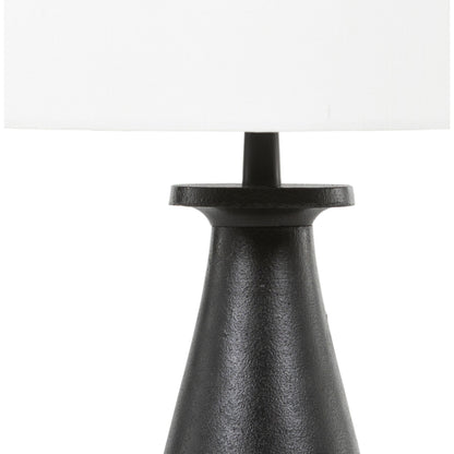 Innes Table Lamp by Four Hands in matte black. Made from aluminum, 60% polyester, 40% viscose (rayon) in a modern style.