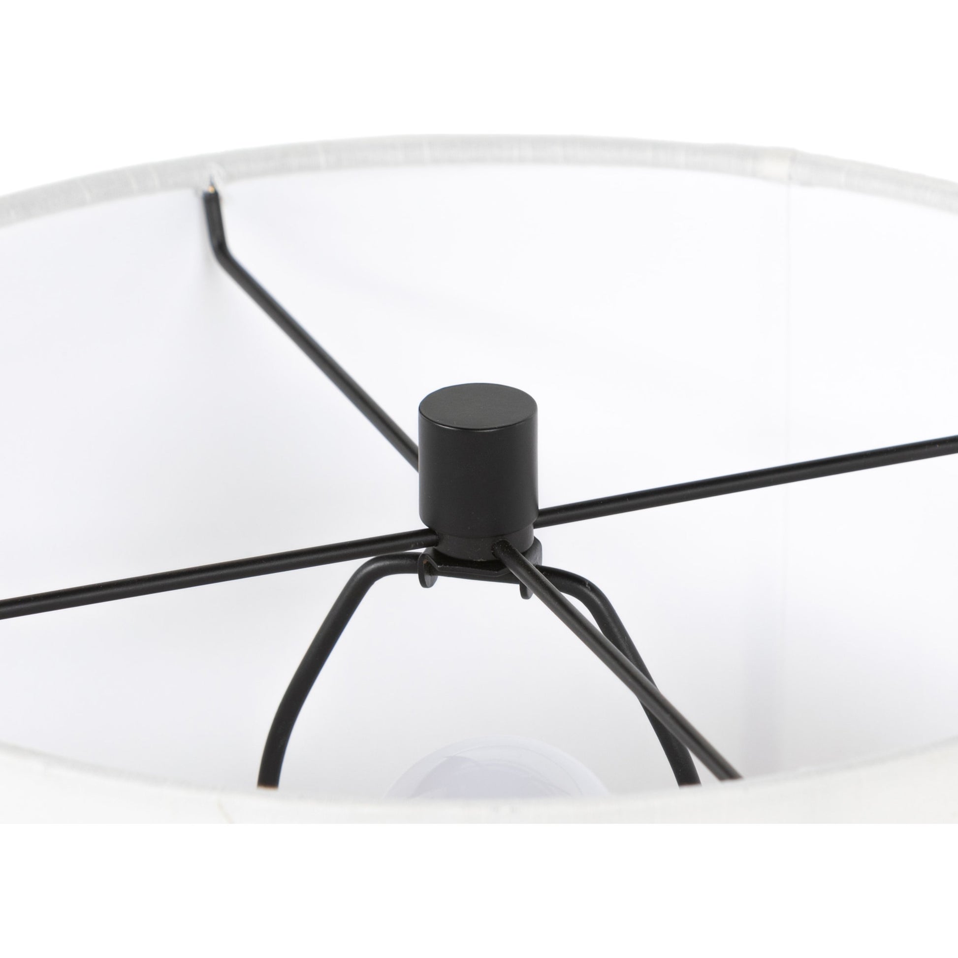 Innes Table Lamp by Four Hands in matte black. Made from aluminum, 60% polyester, 40% viscose (rayon) in a modern style.