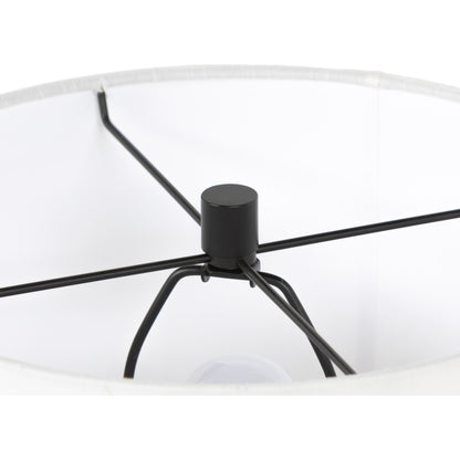 Innes Table Lamp by Four Hands in matte black. Made from aluminum, 60% polyester, 40% viscose (rayon) in a modern style.