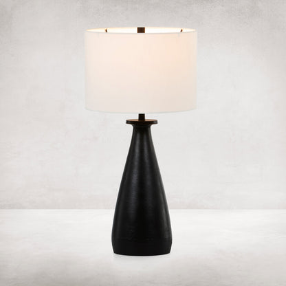 Innes Table Lamp by Four Hands in matte black. Made from aluminum, 60% polyester, 40% viscose (rayon) in a modern style.