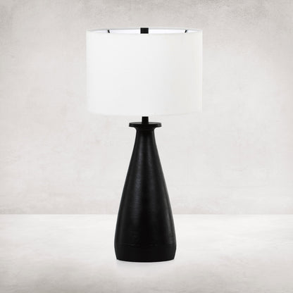 Innes Table Lamp by Four Hands in matte black. Made from aluminum, 60% polyester, 40% viscose (rayon) in a modern style.