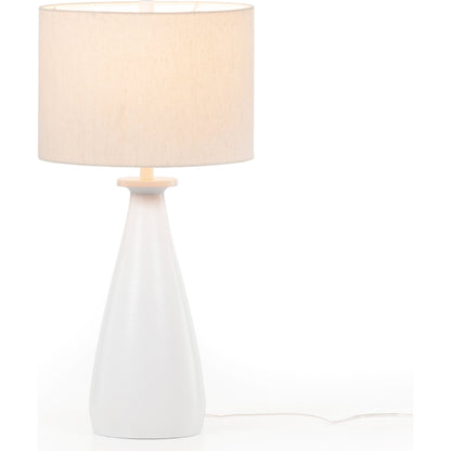 Innes Table Lamp by Four Hands in matte black. Made from aluminum, 60% polyester, 40% viscose (rayon) in a modern style.