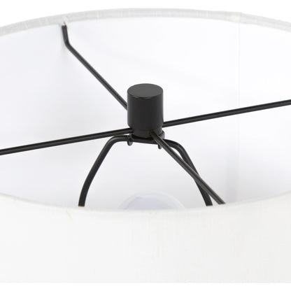 Innes Table Lamp by Four Hands in matte black. Made from aluminum, 60% polyester, 40% viscose (rayon) in a modern style.