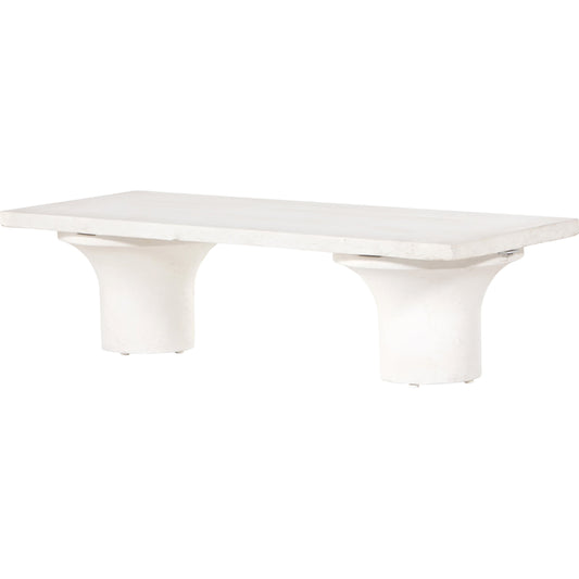 Parra Coffee Table by Four Hands in plaster molded concrete, white concrete and white. Made from concrete in a modern style.