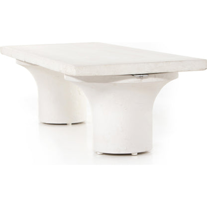 Parra Coffee Table by Four Hands in plaster molded concrete, white concrete and white. Made from concrete in a modern style.