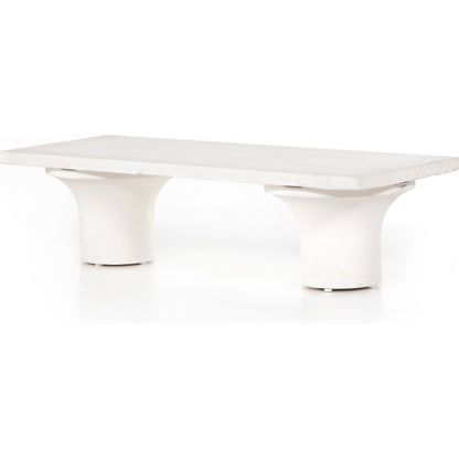 Parra Coffee Table by Four Hands in plaster molded concrete, white concrete and white. Made from concrete in a modern style.