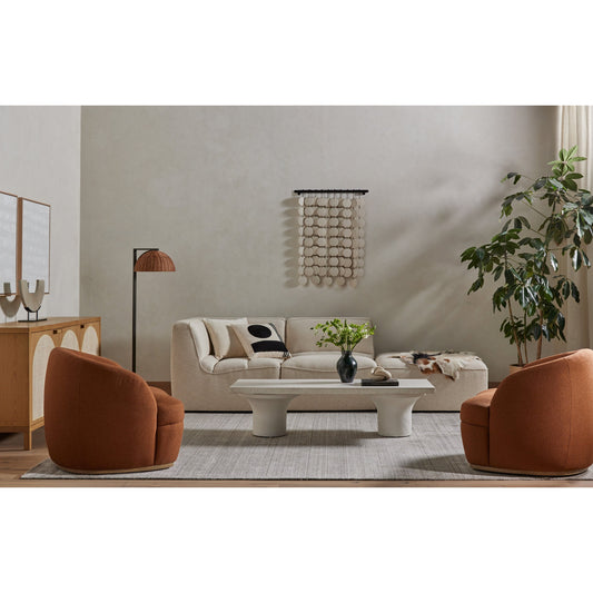 Parra Coffee Table by Four Hands in plaster molded concrete, white concrete and white. Made from concrete in a modern style.