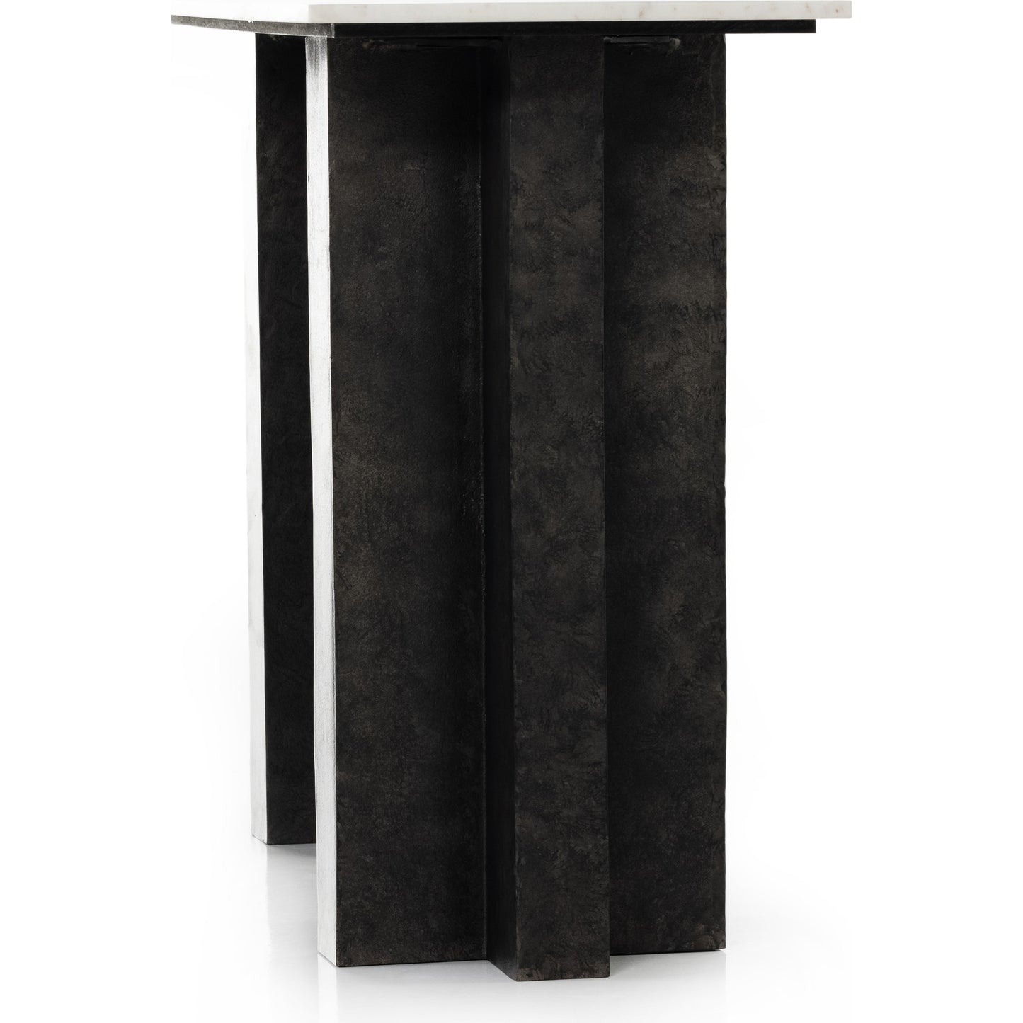 003 SI-1798512 | Additional Silo | Terrell Console Table by Four Hands in polished white marble, raw black. Made from solid marble, aluminum in a modern style.