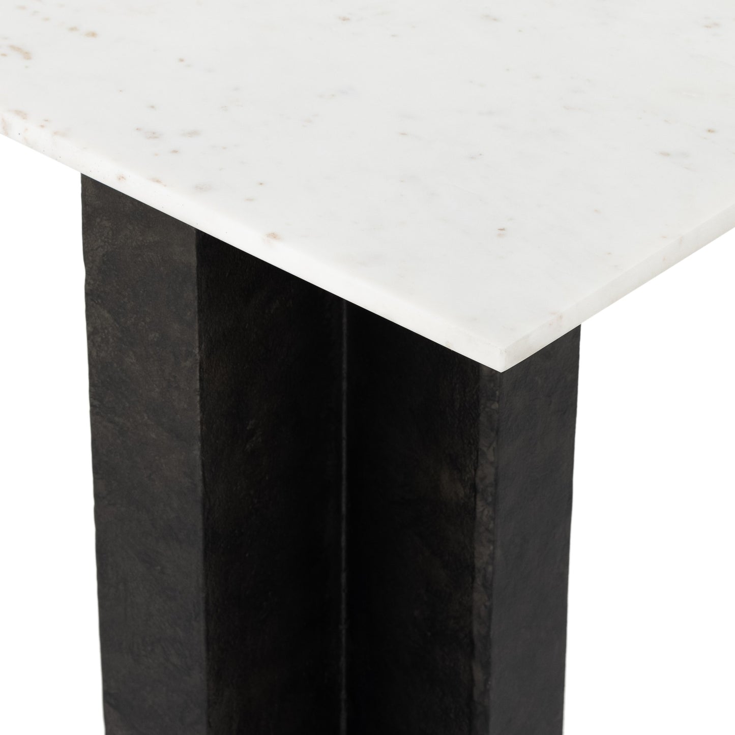 007 SI-1798512 | Additional Silo | Terrell Console Table by Four Hands in polished white marble, raw black. Made from solid marble, aluminum in a modern style.