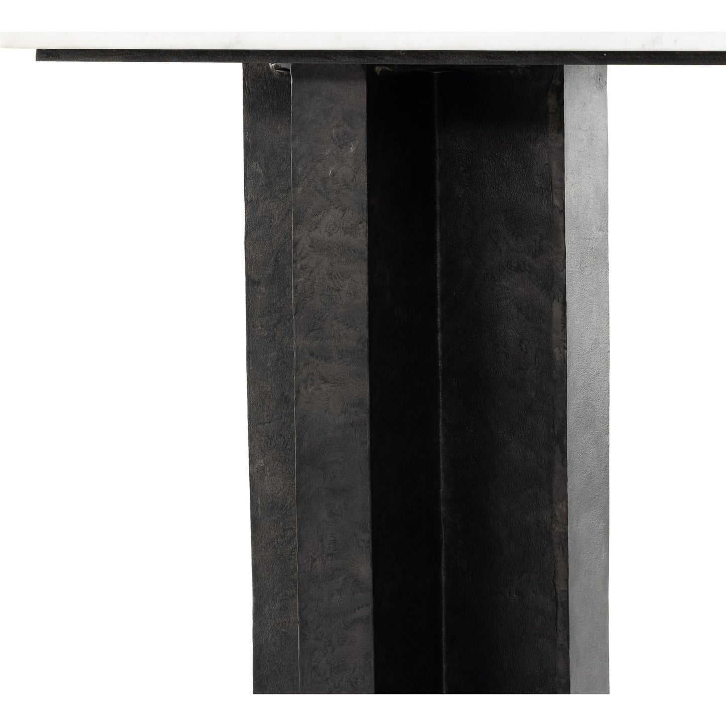 010 SI-1798512 | Additional Silo | Terrell Console Table by Four Hands in polished white marble, raw black. Made from solid marble, aluminum in a modern style.