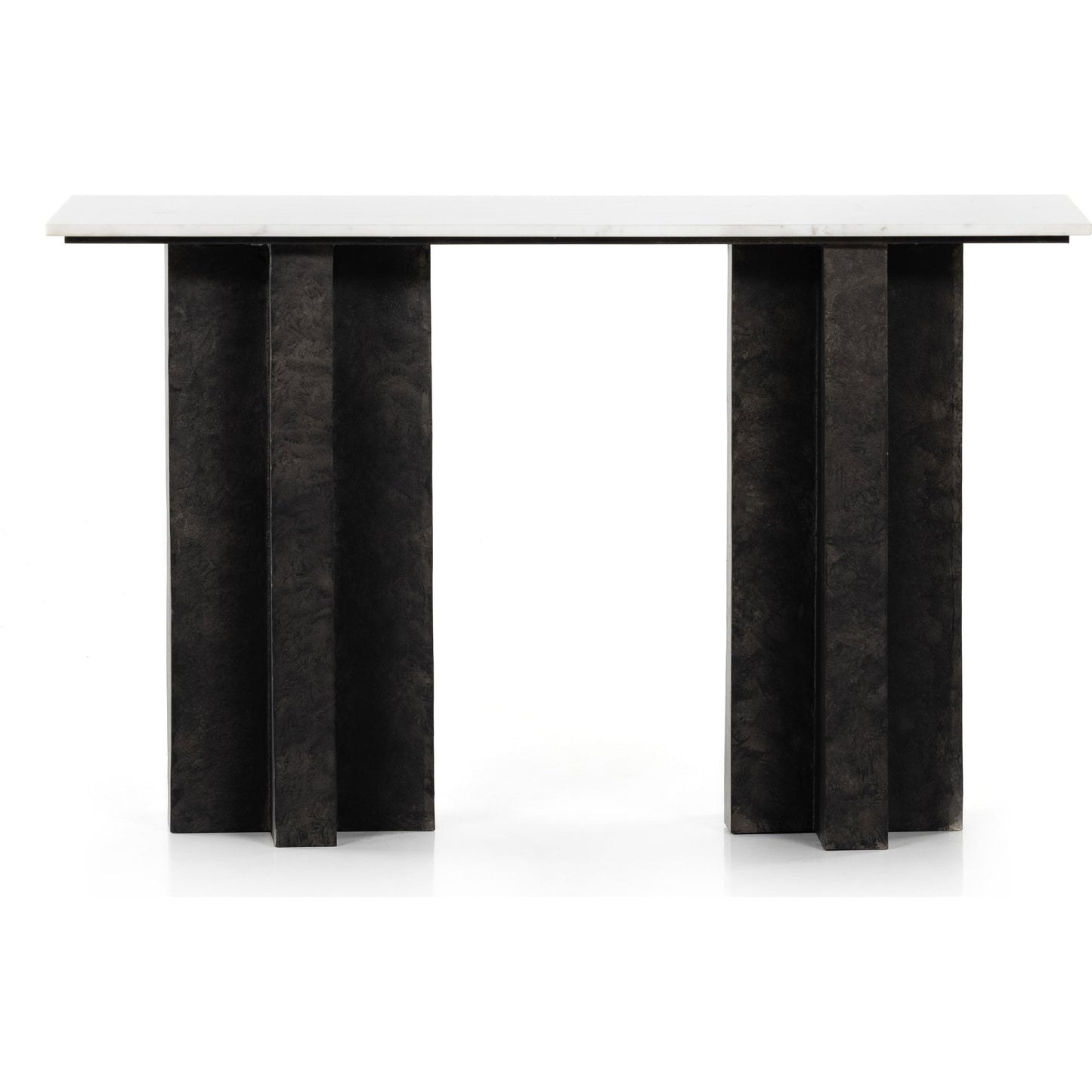 004 SI-1798512 | Additional Silo | Terrell Console Table by Four Hands in polished white marble, raw black. Made from solid marble, aluminum in a modern style.