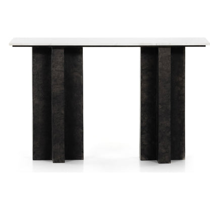 Terrell Console Table by Four Hands. Made from solid marble, aluminum in a modern style.