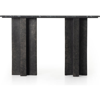 Terrell Console Table by Four Hands. Made from solid marble, aluminum in a modern style.